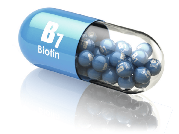 Modrá kapsle s B7 Biotin, uvnitř modré kuličky s B7