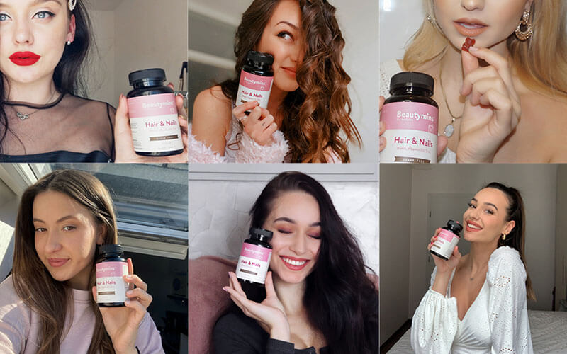 6 žen držících v ruce vitamíny Beautymins
